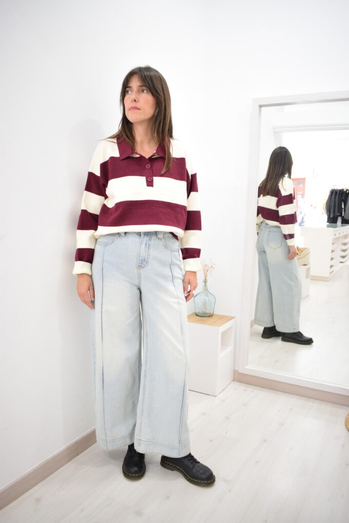 BERRIA/NEW Polo de rayas granate y beige Baba - Imagen 3
