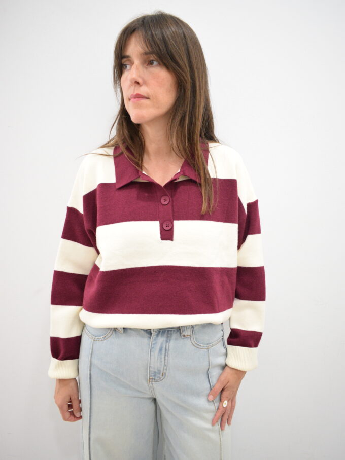 BERRIA/NEW Polo de rayas granate y beige Baba