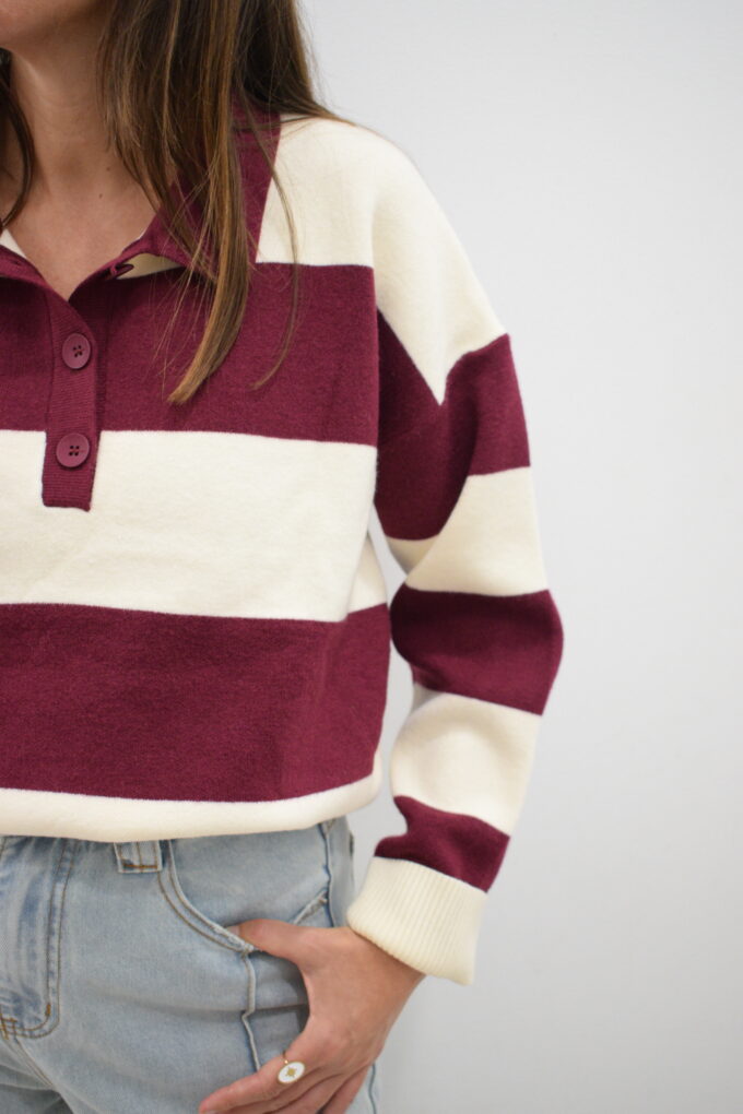 BERRIA/NEW Polo de rayas granate y beige Baba - Imagen 2