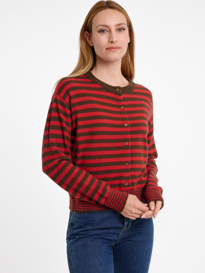 Inicio 20 BERRIA/NEW Chaqueta de rayas caqui y granate Olena