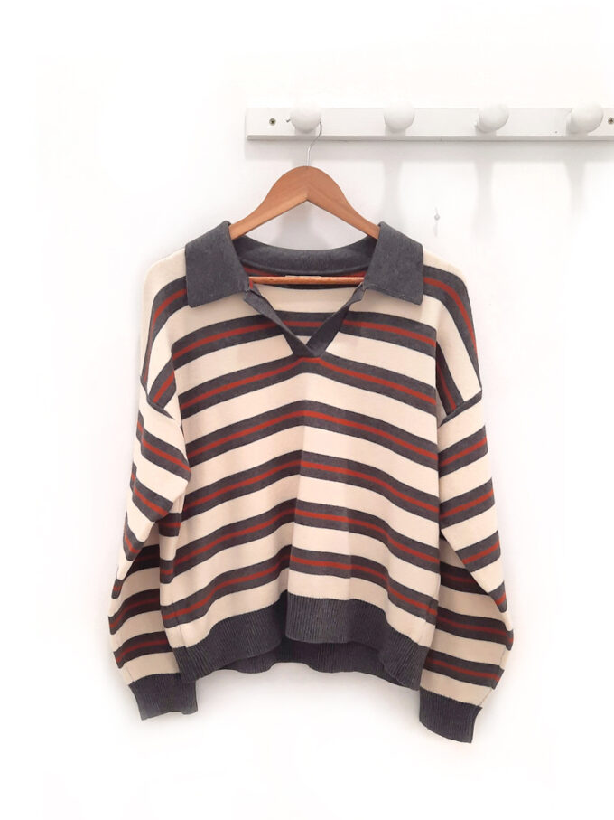 Jersey de rayas gris y beige Neil