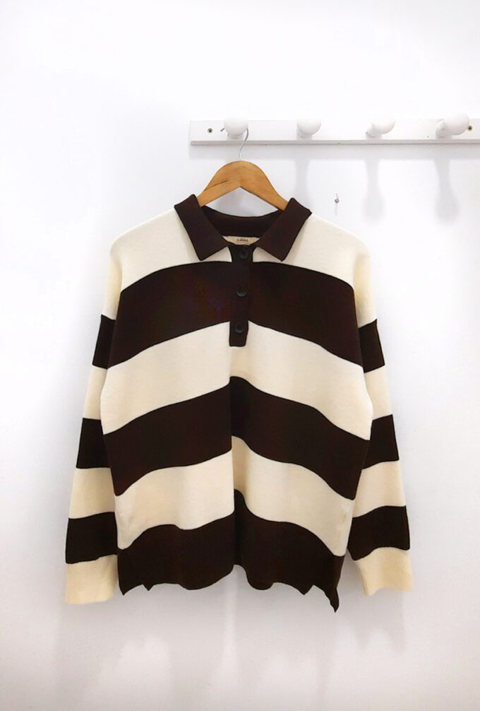 BERRIA/NEW Polo de rayas marrón y beige Baba