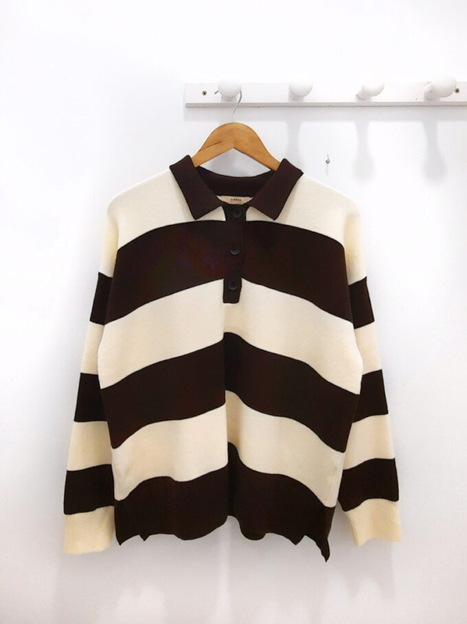 BERRIA/NEW Polo de rayas marrón y beige Baba