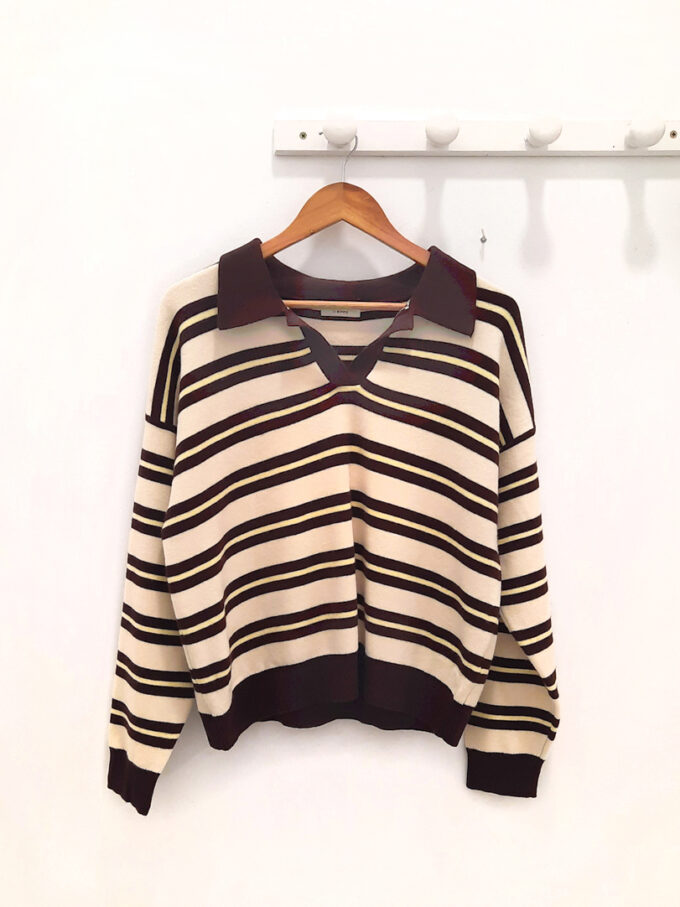 BERRIA/NEW Jersey de rayas marrón y beige Neil