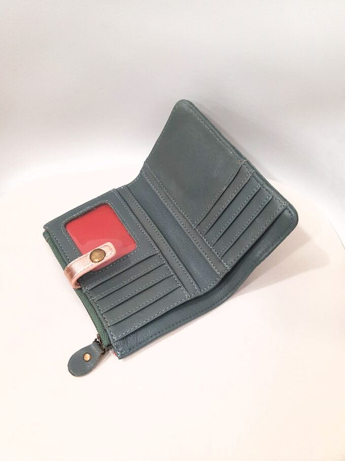 Cartera verde Ginebra cremallera