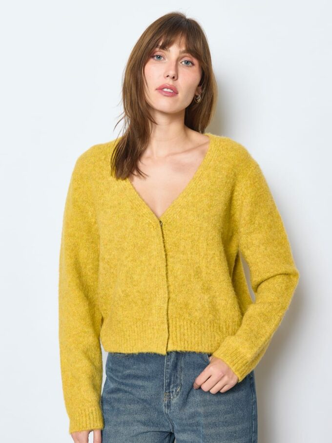 Chaqueta mostaza de punto Kate