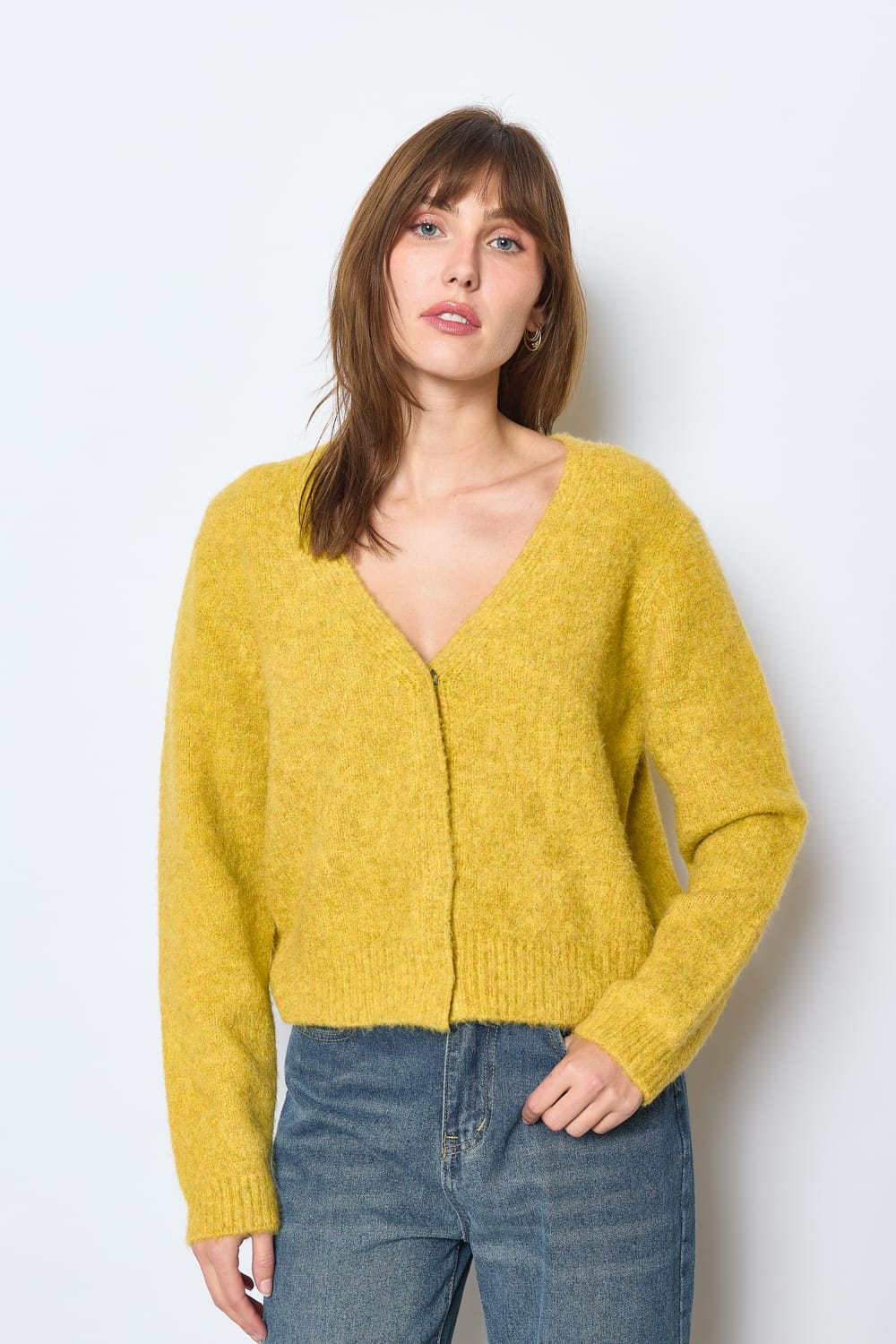 Chaqueta mostaza de punto Kate