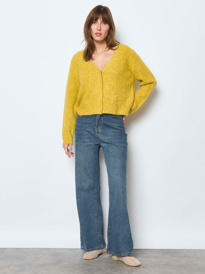 Chaqueta mostaza de punto Kate