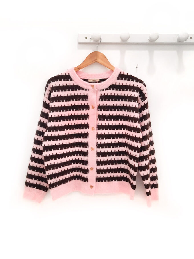 Chaqueta a rayas marrón rosa Rouss