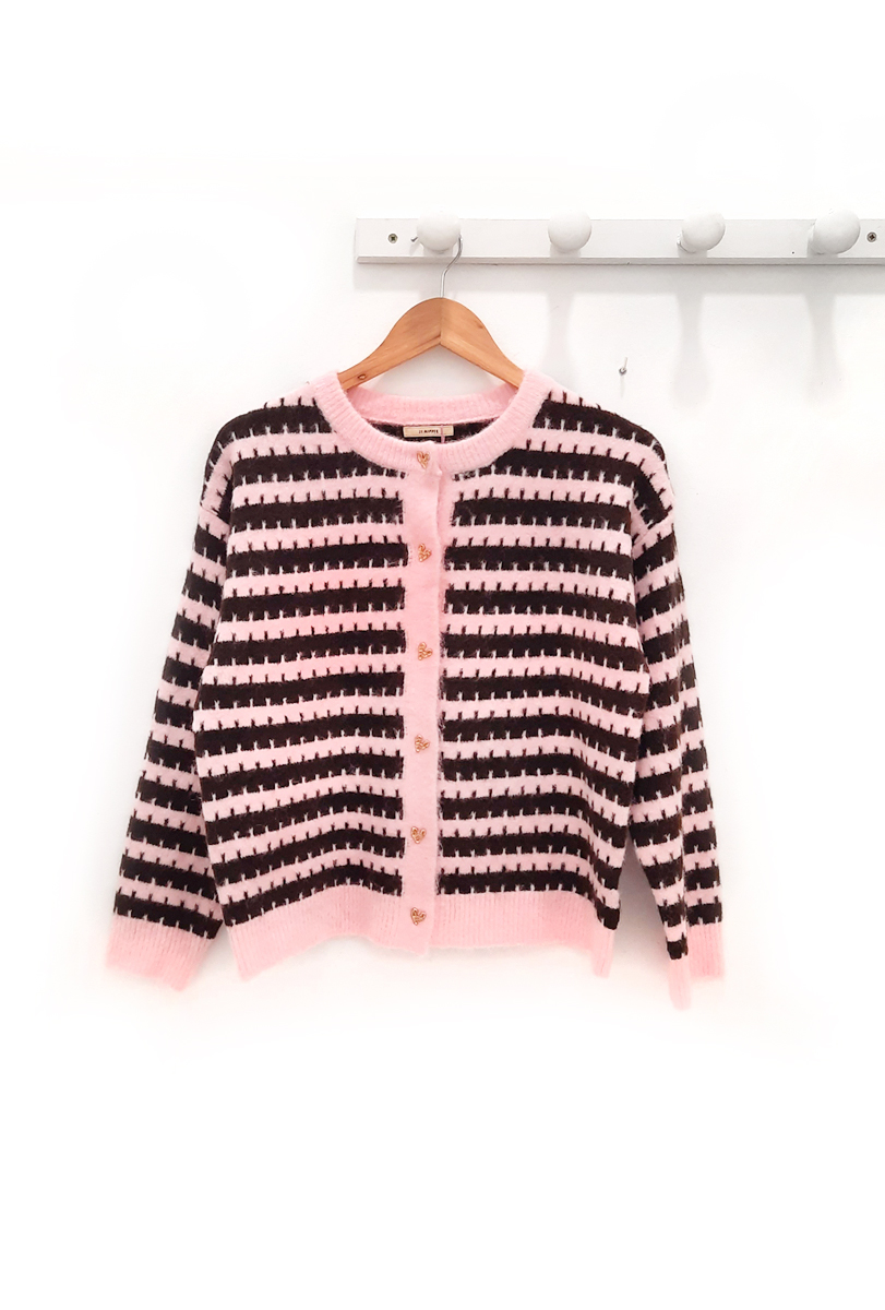 Chaqueta a rayas marrón rosa Rouss