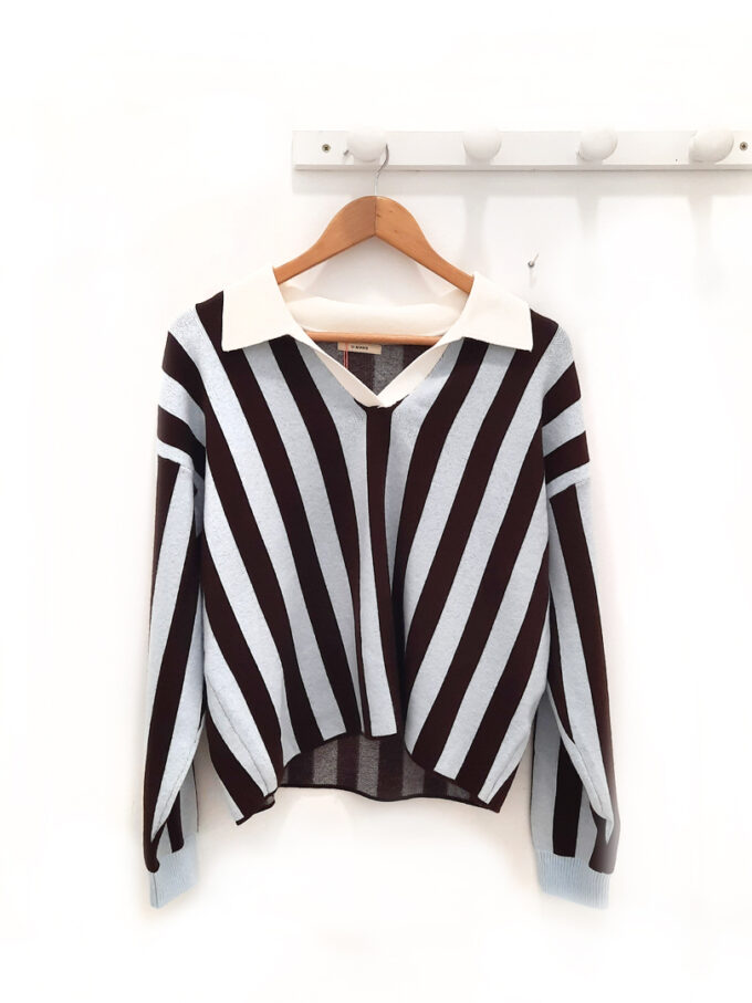 BERRIA/NEW Jersey de rayas marrón azul Cosmo