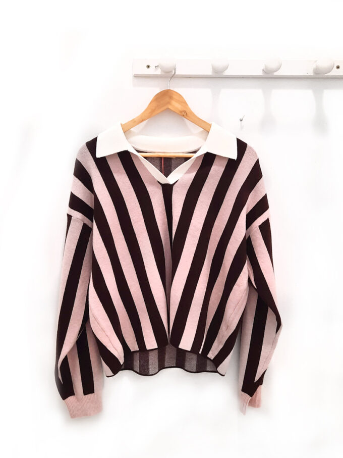 BERRIA/NEW Jersey de rayas marrón rosa Cosmo