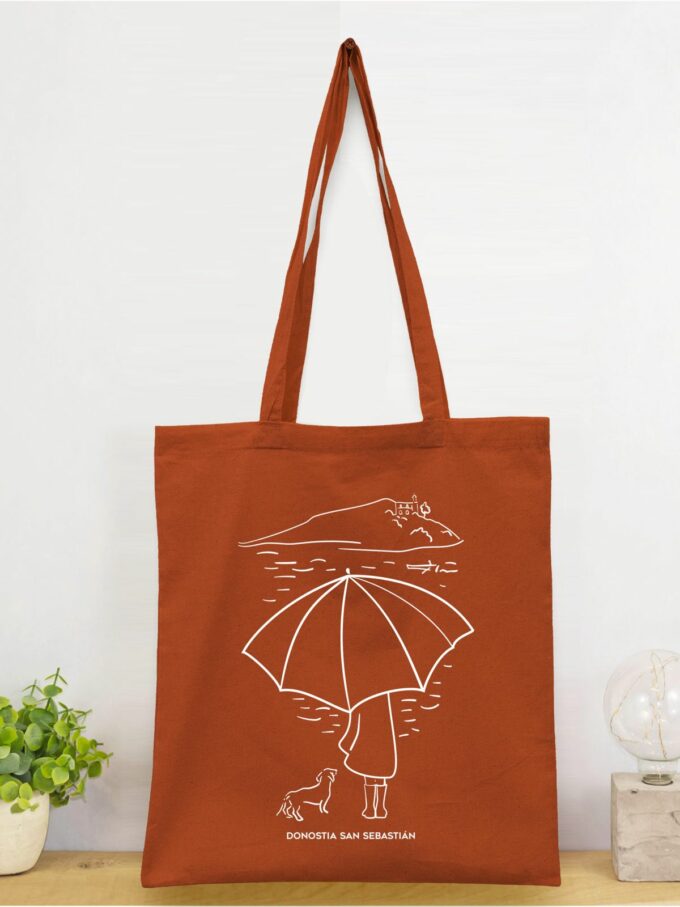 Totebag paraguas color teja
