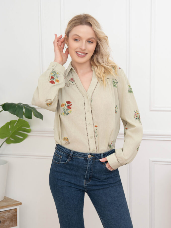 BERRIA/NEW Camisa floreada color verde Megumi