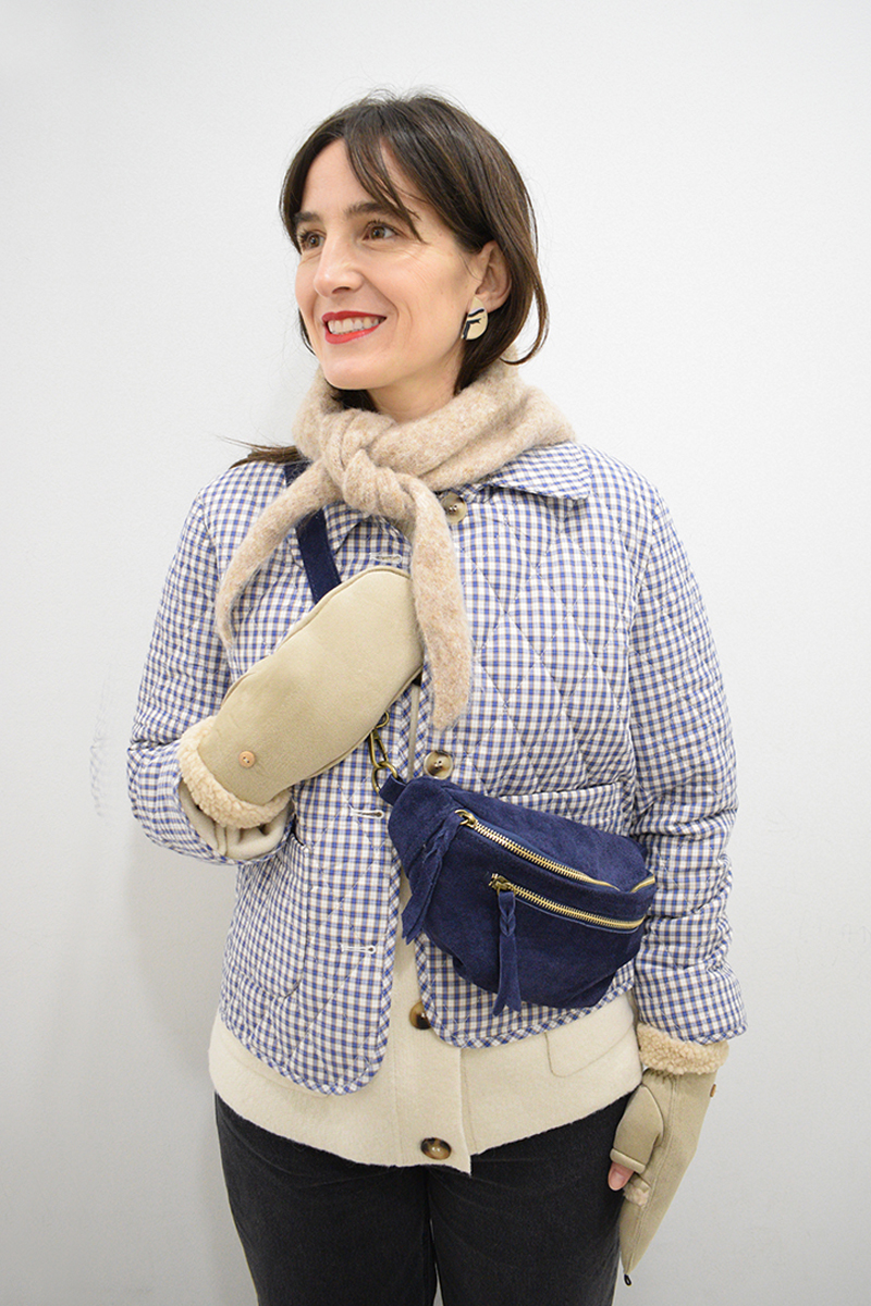 Cazadora de cuadros azul y crudo Suzu