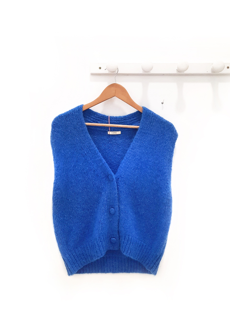 Chaleco azul Funny cuello pico