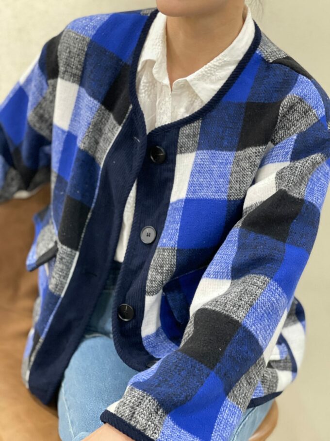Cazadora de cuadros azul Egur