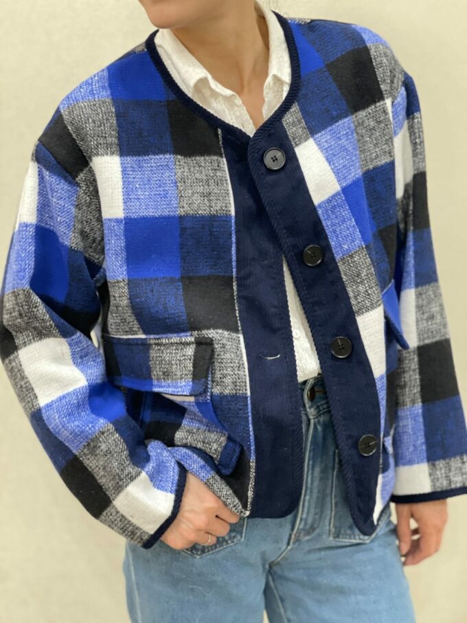 Cazadora de cuadros azul Egur