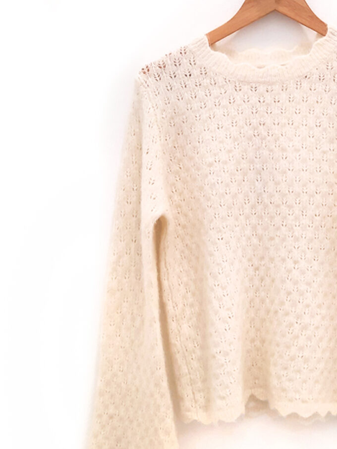 Jersey de punto calado crudo Kiefer cuello redondo