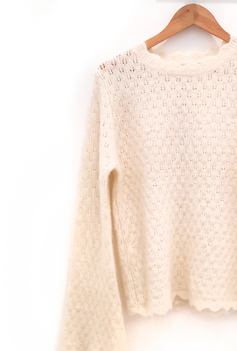 BERRIA/NEW Jersey de punto calado crudo Kiefer 3 Jersey de punto calado crudo Kiefer cuello redondo