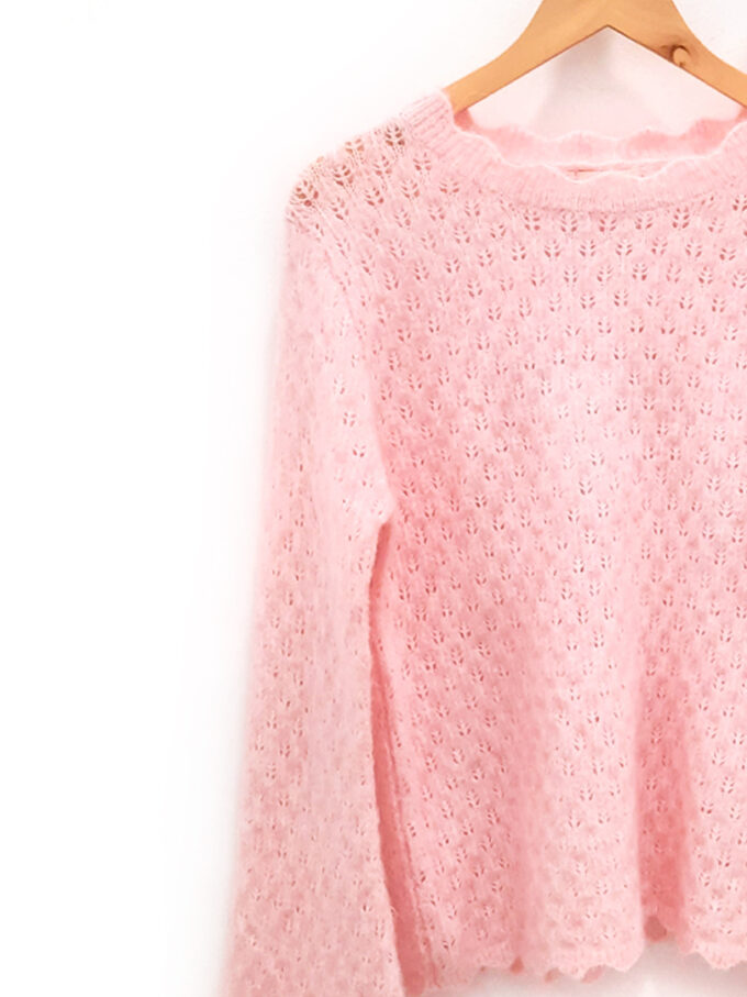 Jersey de punto calado rosa Kiefer cuello redondo