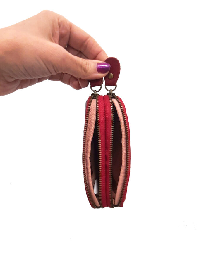 Monedero rojo dos cremalleras