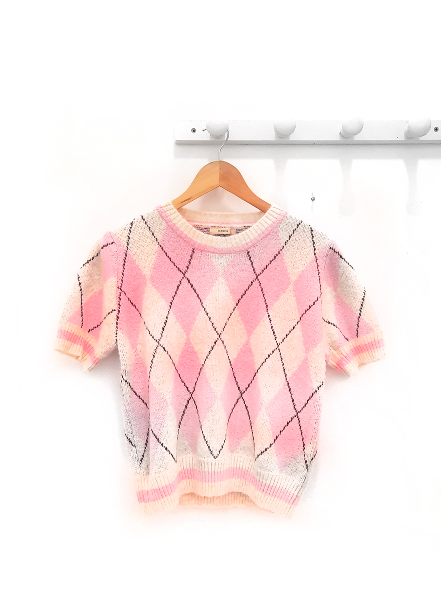 Camiseta de rombos rosa Ekain