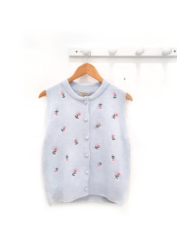 Chaleco floreado azul claro vera