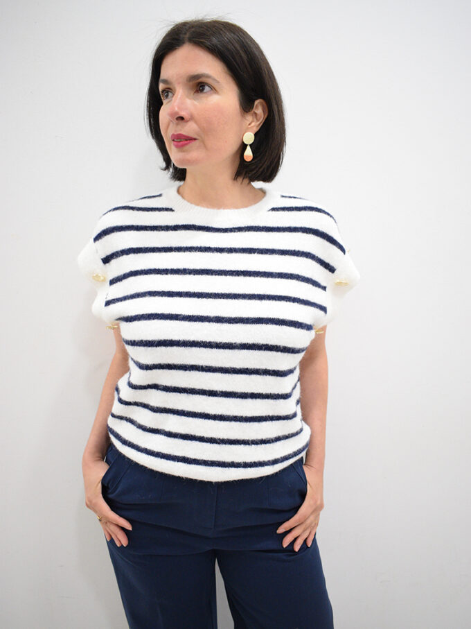 Chaleco azul marino Geraldine botones dorados