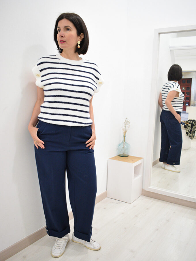 Chaleco azul marino Geraldine botones dorados