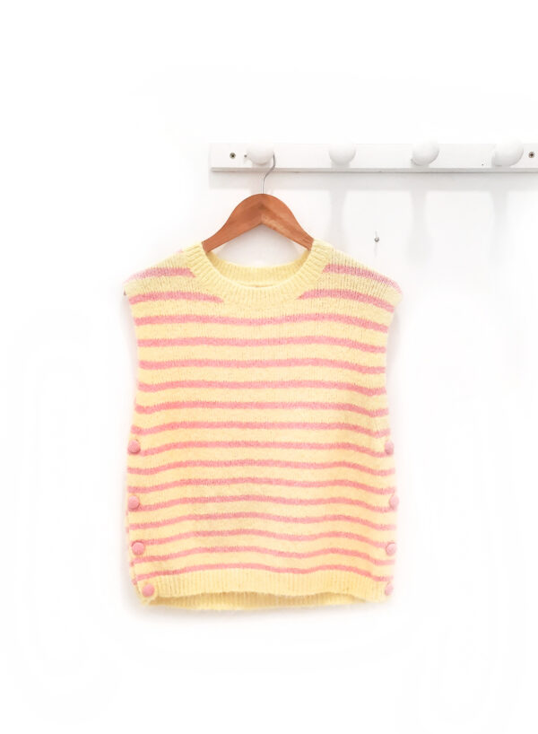 <span class="new">BERRIA/NEW</span>  Chaleco de rayas amarillo y rosa Calixto
