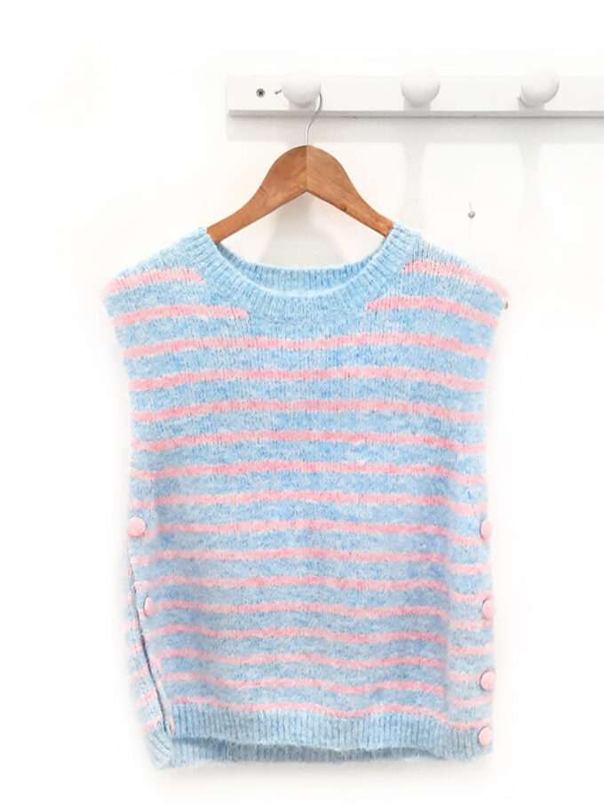 Inicio 4 Chaleco de rayas azul y rosa Calixto