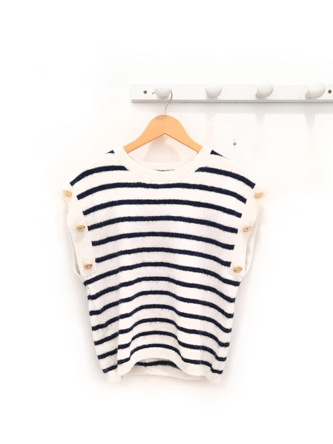 Chaleco de rayas azul marino y blanco Geraldine