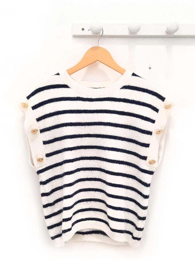 Chaleco de rayas azul marino y blanco Geraldine