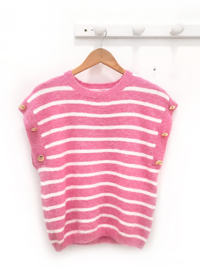 Chaleco de rayas rosa y blanco Geraldine
