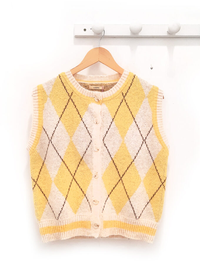 Chaleco de rombos amarillo Elliot cuello redondo