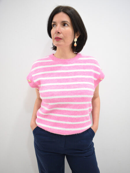 Chaleco rosa Geraldine botones dorados