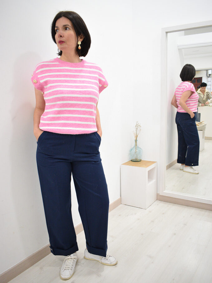 Chaleco rosa Geraldine botones dorados