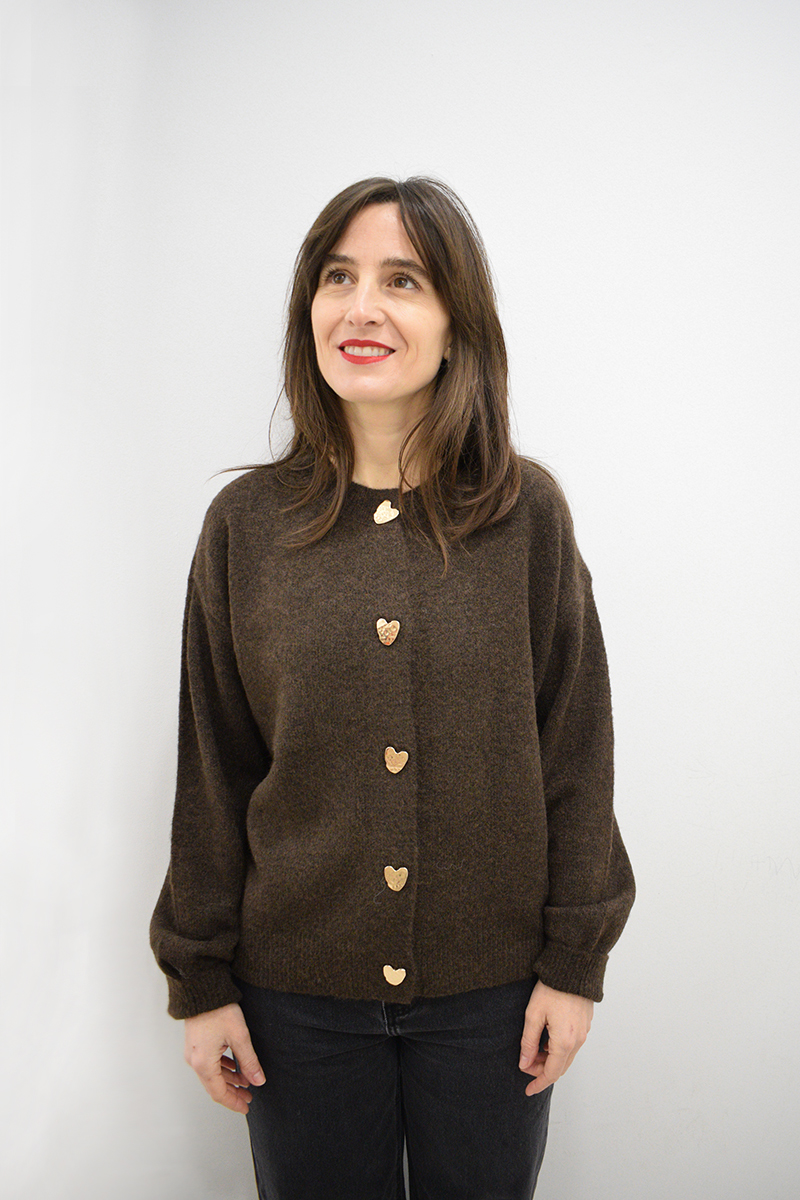 Chaqueta de punto marron Josephine con cuello redondo