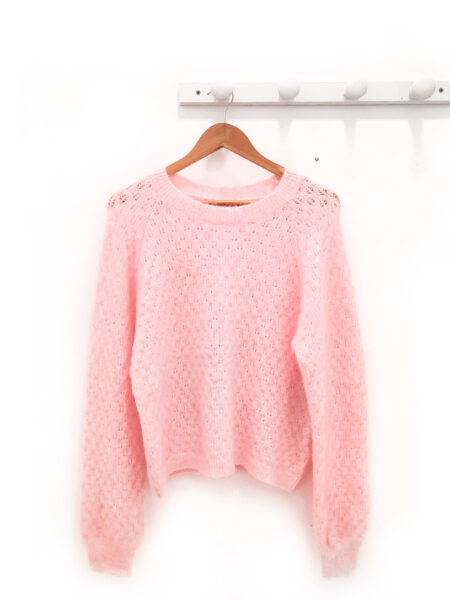 Jersey de punto calado rosa Ray