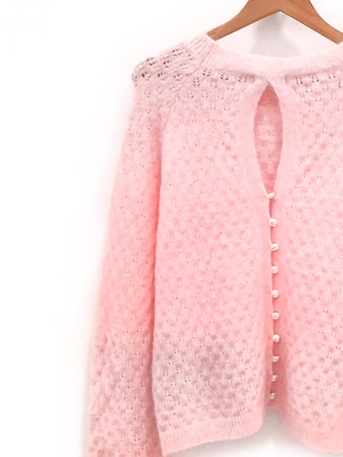 Jersey de punto calado rosa Ray abertura trasera