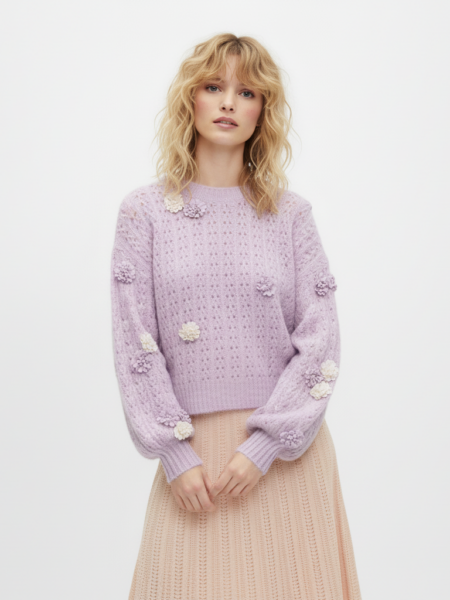 <span class="new">BERRIA/NEW</span>  Jersey de punto calado lila Patsy