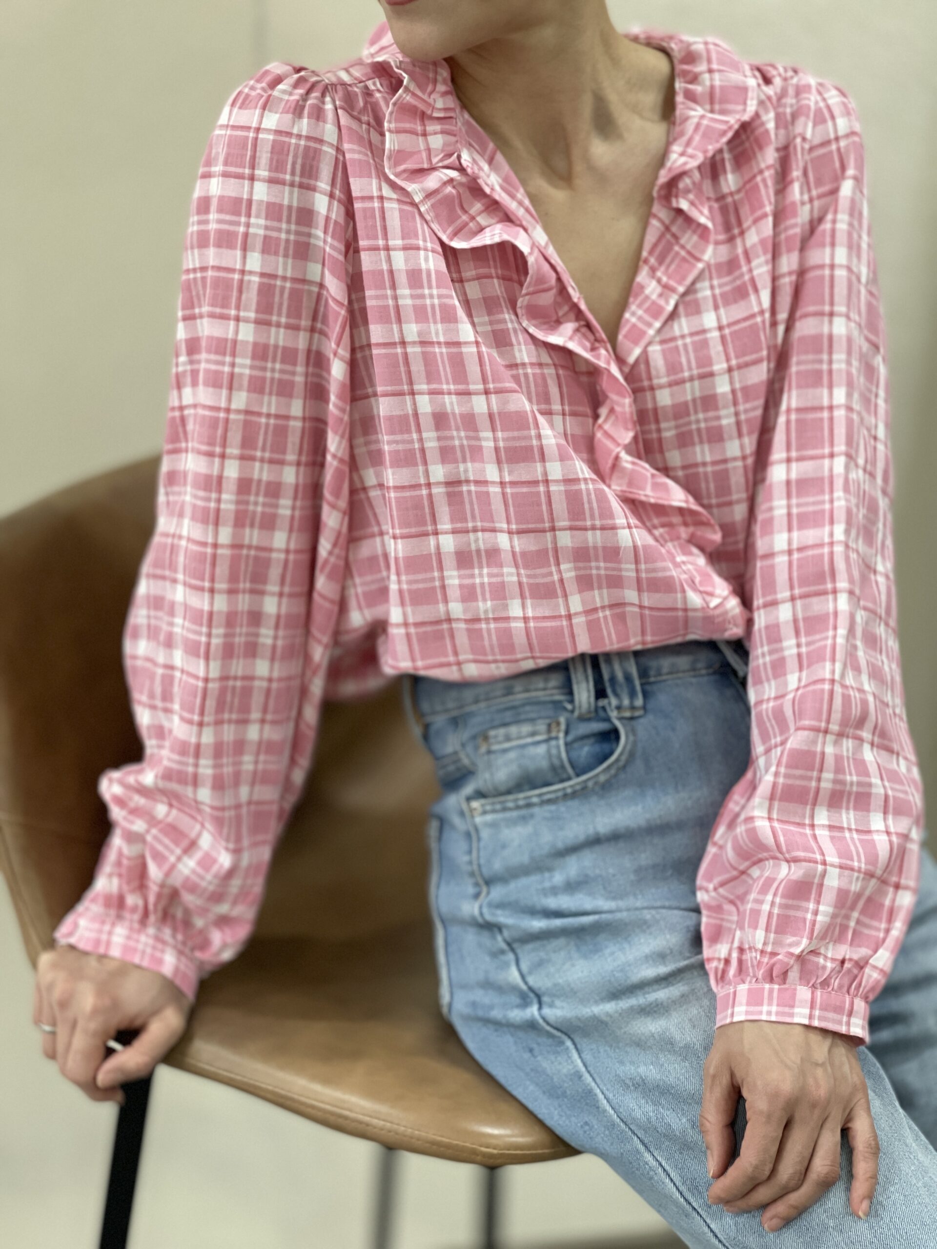 Blusa a cuadros rosa Mavis
