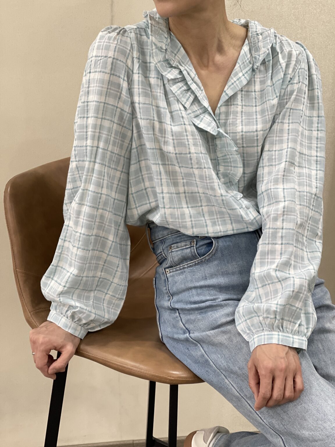 Blusa a cuadros aguamarina Mavis