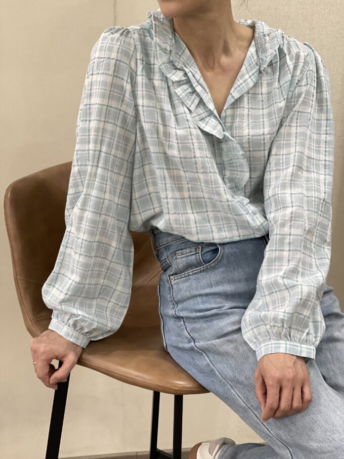 Blusa a cuadros aguamarina Mavis