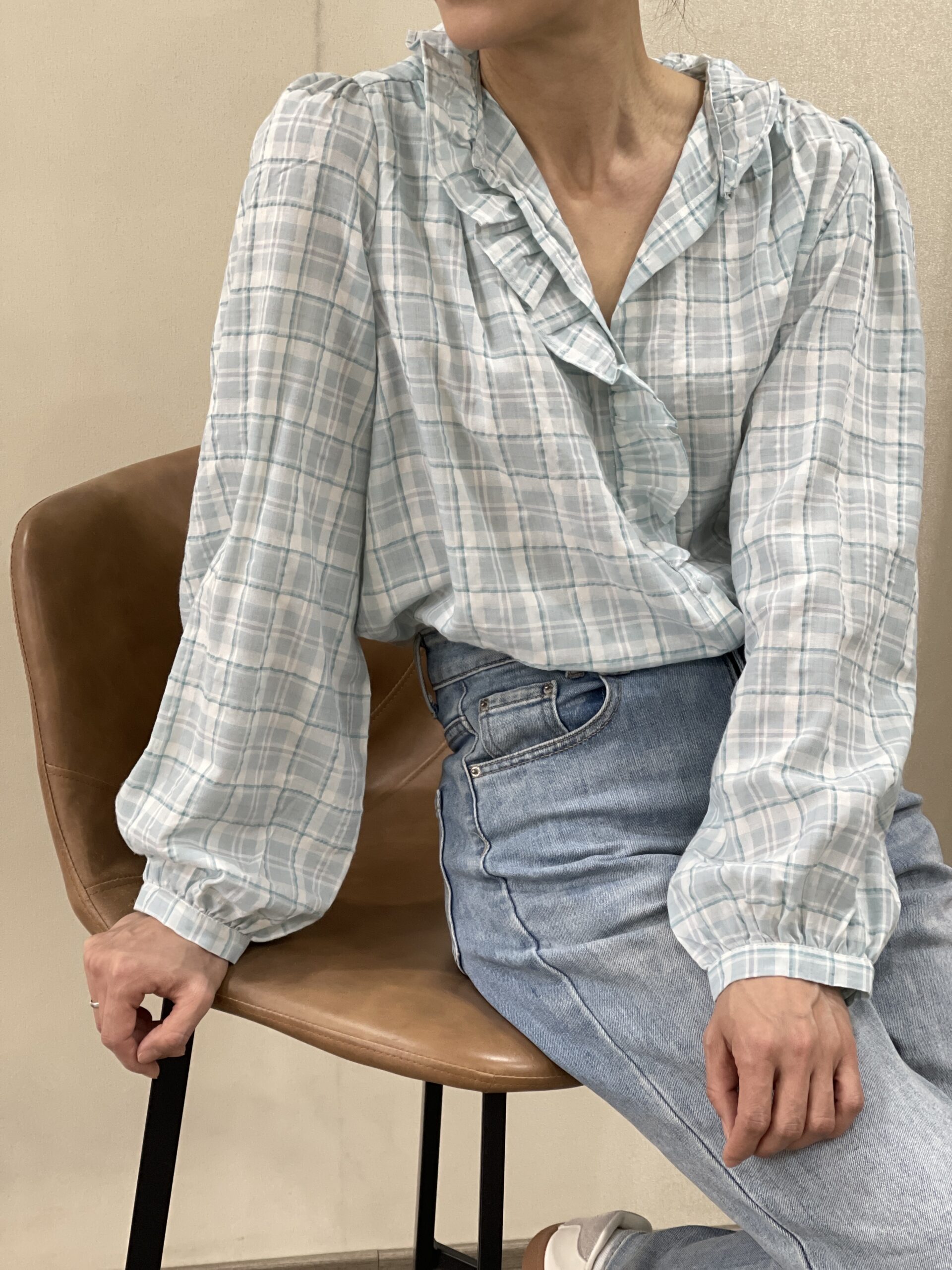 Blusa a cuadros aguamarina Mavis