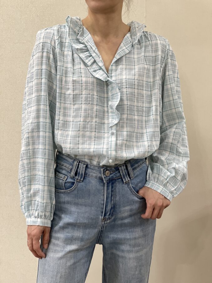 Blusa a cuadros aguamarina Mavis