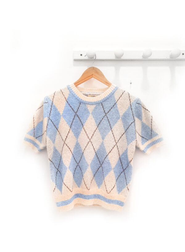 Camiseta de rombos azul Ekain