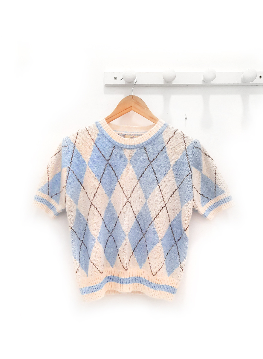 Camiseta de rombos azul Ekain