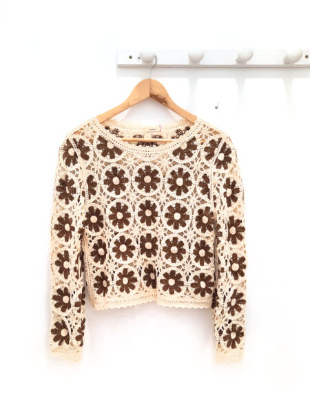 Jersey de punto calado marrón Flora